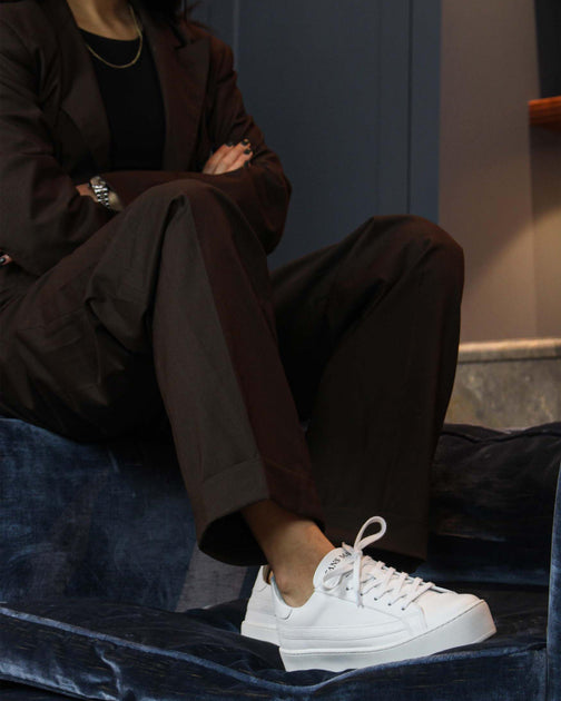 The LALA | Women's Luxury Soft Leather Platform Sneaker | White | Leather – SANS MATIN USA