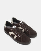 AW25 Limited Edition Helios Low Top Sneakers - Chocolate Corduroy & Stone Pebbled Leather