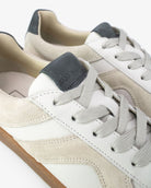 Leto Low Top Sneakers - Stone Leather, Suede & Denim Blue Nubuck Leather