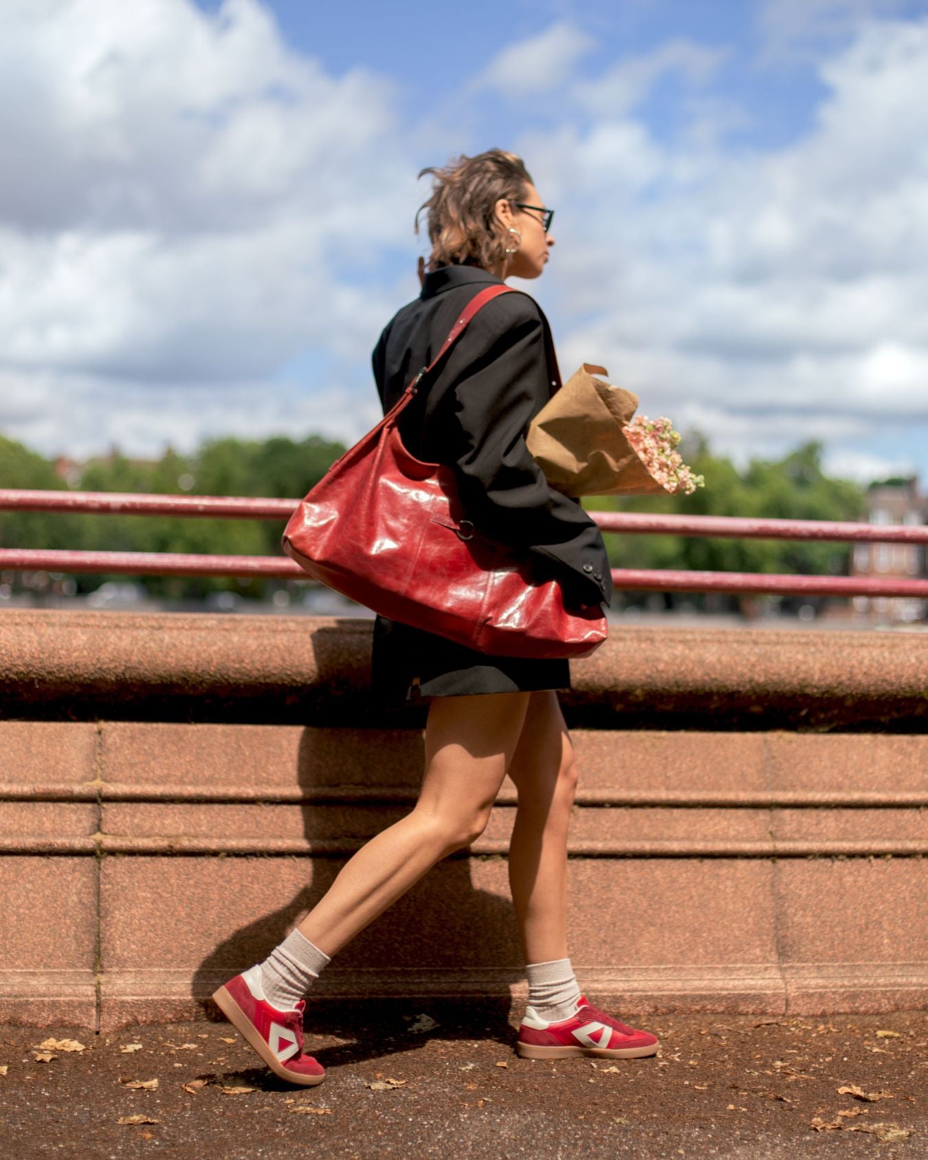 Hera Low Top Sneakers - Scarlet Red Leather & Suede