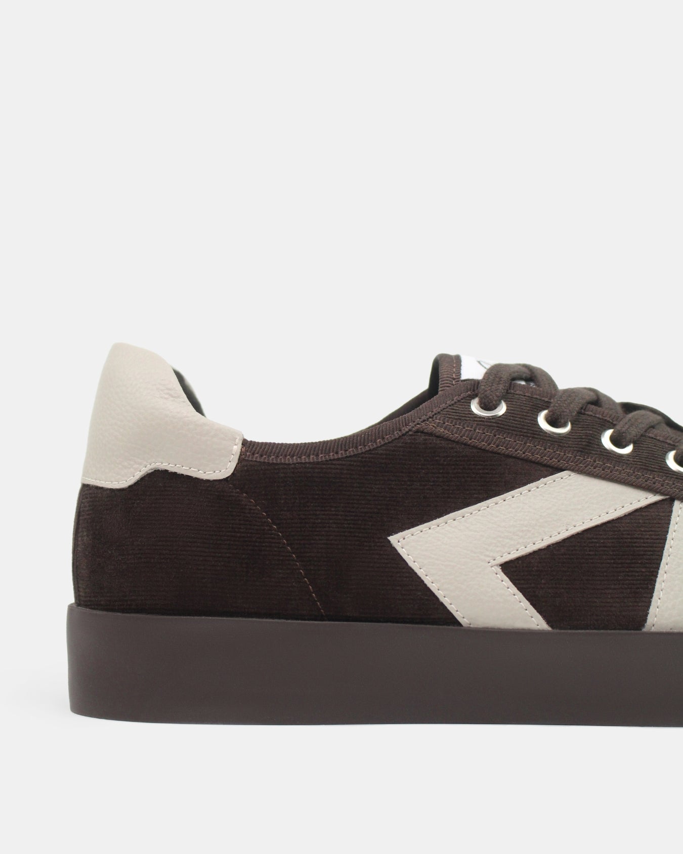 AW25 Limited Edition Helios Low Top Sneakers - Chocolate Corduroy & Stone Pebbled Leather