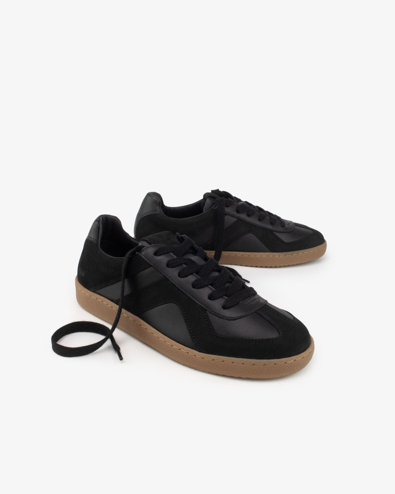 Leto Low Top Sneakers - Black Leather & Nubuck Leather