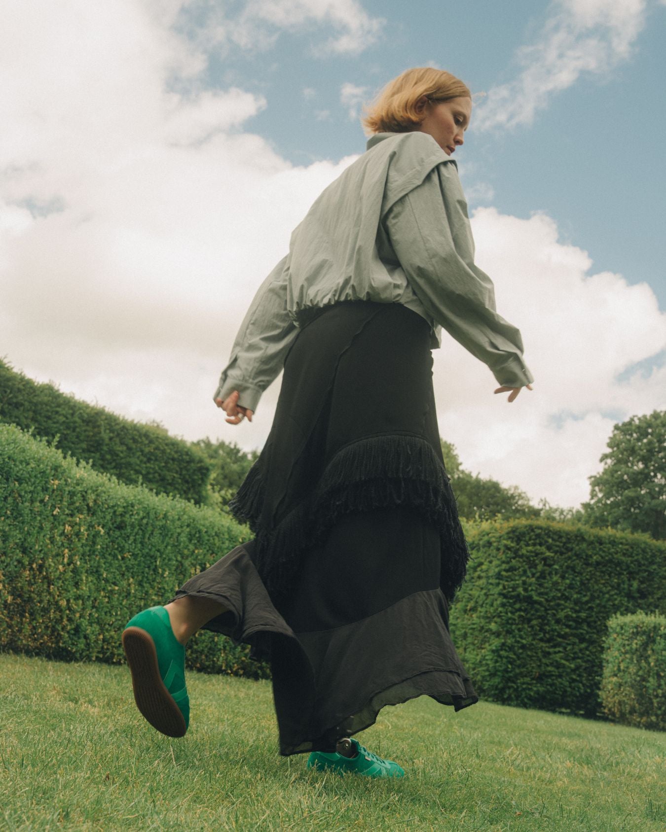 Iris Low Top Sneakers - Jade Green Suede & Leather