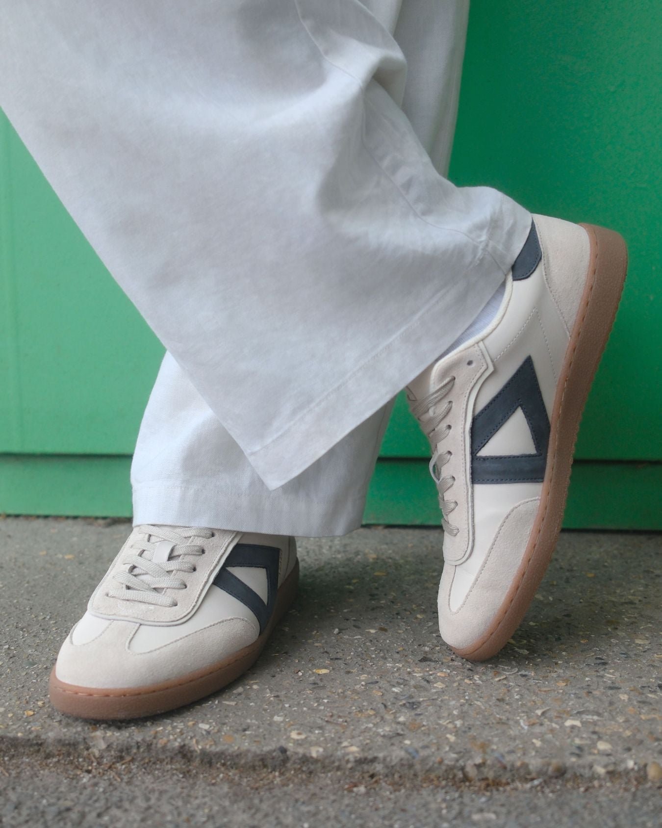Sans Matin Hera Men's Low Top Sneakers | Stone Leather & Denim