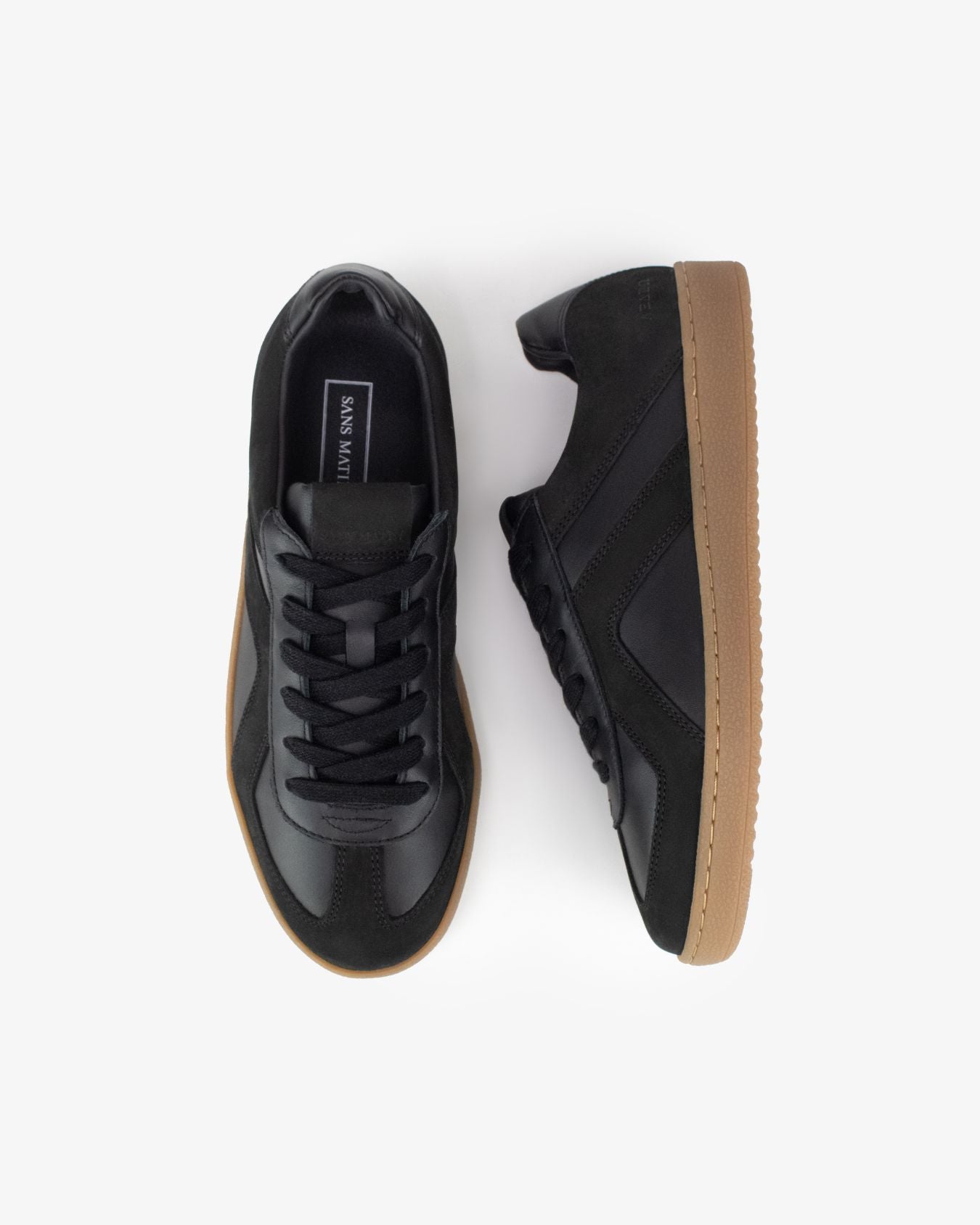Leto Low Top Sneakers - Black Leather & Nubuck Leather