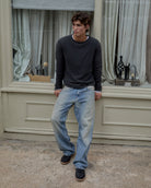 Leto Low Top Sneakers - Black Leather & Nubuck Leather