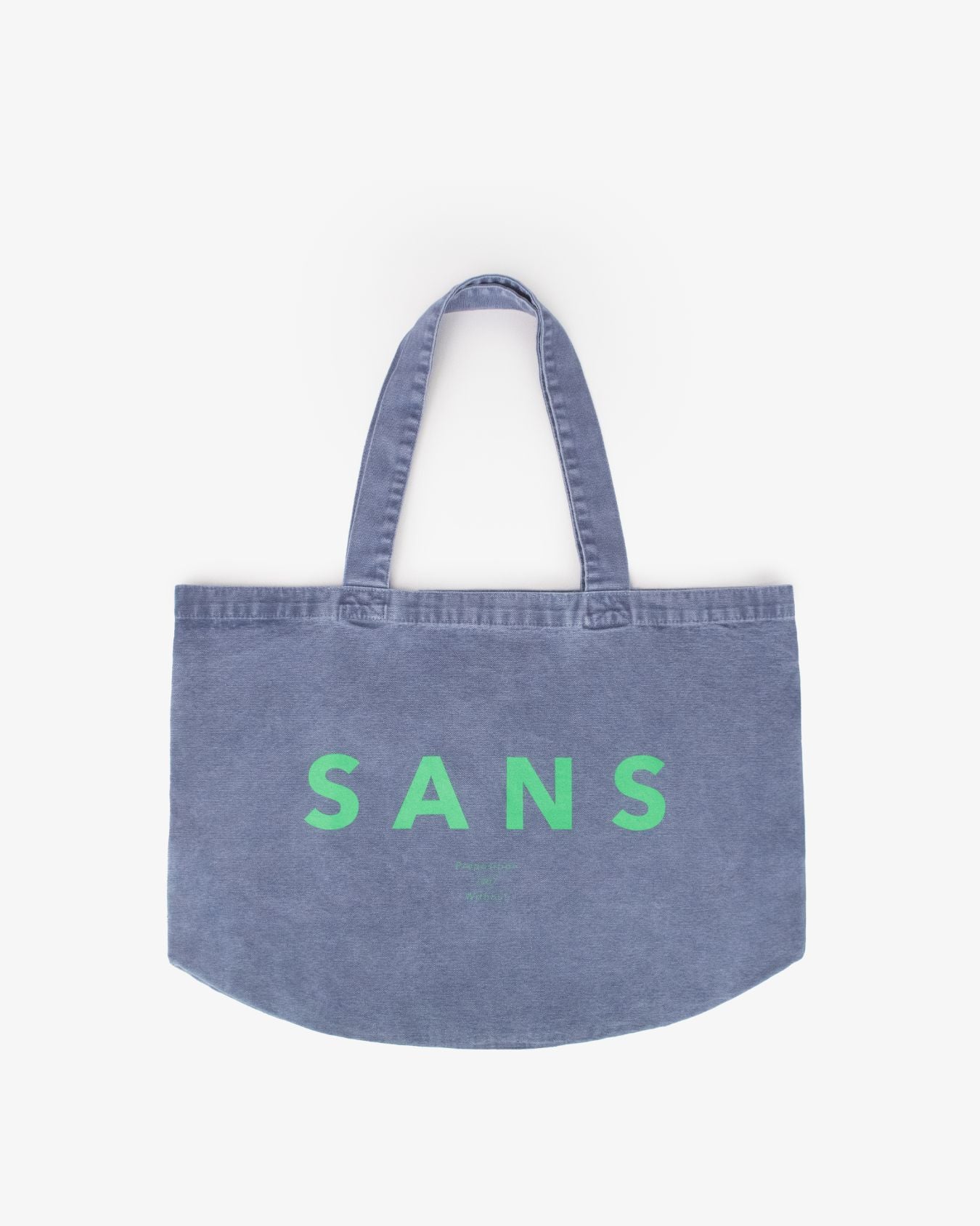 Sans Matin Tote Bag - Denim Blue Recycled Cotton & Jade Green Print