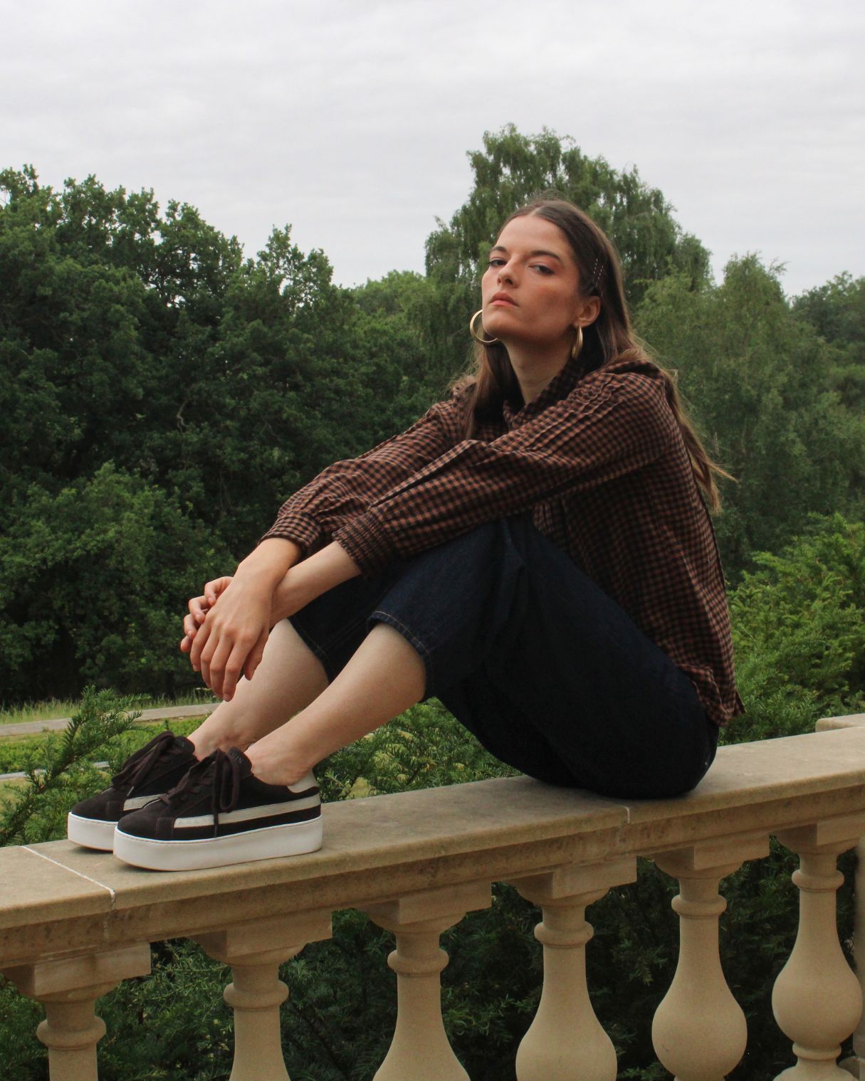 AW25 Limited Edition Gaia Platform Sneakers - Chocolate Suede & Stone Pebbled Leather