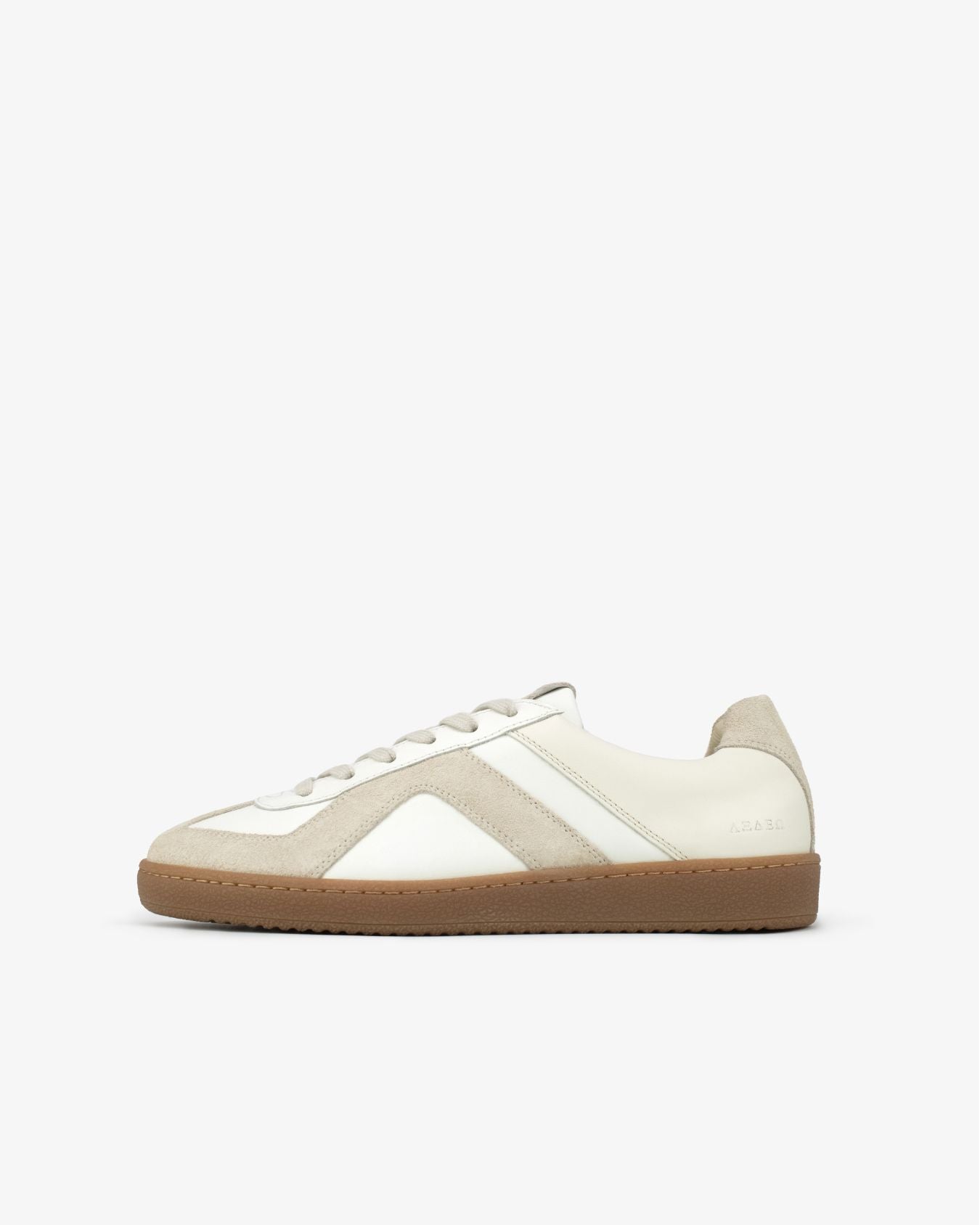 Leto Low Top Sneakers - White Leather & Taupe Suede