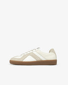 Leto Low Top Sneakers - White Leather & Taupe Suede