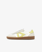 Hera Low Top Sneakers - White Leather, Taupe Nubuck Leather & Butter Yellow Leather