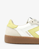 Hera Low Top Sneakers - White Leather, Taupe Nubuck Leather & Butter Yellow Leather
