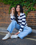 Hera Low Top Sneakers - Sky Blue Leather & Taupe Nubuck Leather