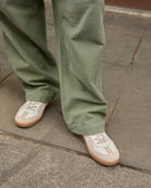 Leto Low Top Sneakers - White Leather & Taupe Suede