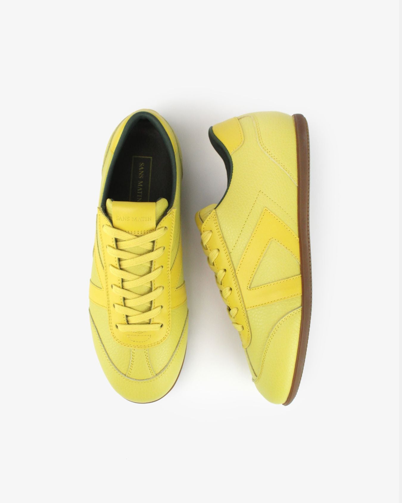 Iris Low Top Sneakers - Lemon Yellow Pebbled Leather