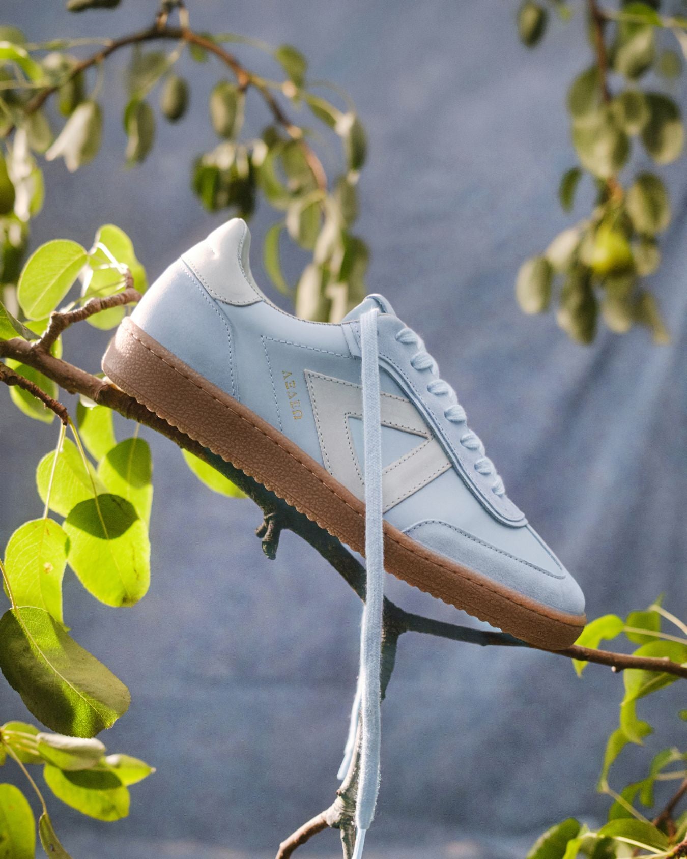 Hera Low Top Sneakers - Sky Blue Leather & Taupe Nubuck Leather
