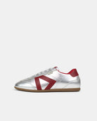 Iris Low Top Sneakers - Silver & Burgundy Leather