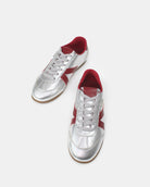Iris Low Top Sneakers - Silver & Burgundy Leather