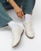 Iris Low Top Sneakers - Stone Pebbled Leather