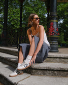 Hera Low Top Sneakers - Stone Leather & Denim Blue Nubuck Leather