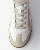 Leto Low Top Sneakers - White Leather & Taupe Suede