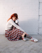 Iris Low Top Sneakers - Silver & Burgundy Leather