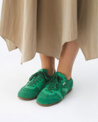 Iris Low Top Sneakers - Jade Green Suede & Leather