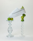 Gaia Platform Sneakers - White, Grey & Lime Green Pebbled Leather