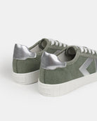 AW25 Limited Edition Helios Low Top Sneakers - Khaki Green Canvas & Silver Leather