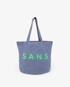 Sans Matin Tote Bag - Denim Blue Recycled Cotton & Jade Green Print