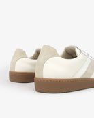 Leto Low Top Sneakers - White Leather & Taupe Suede