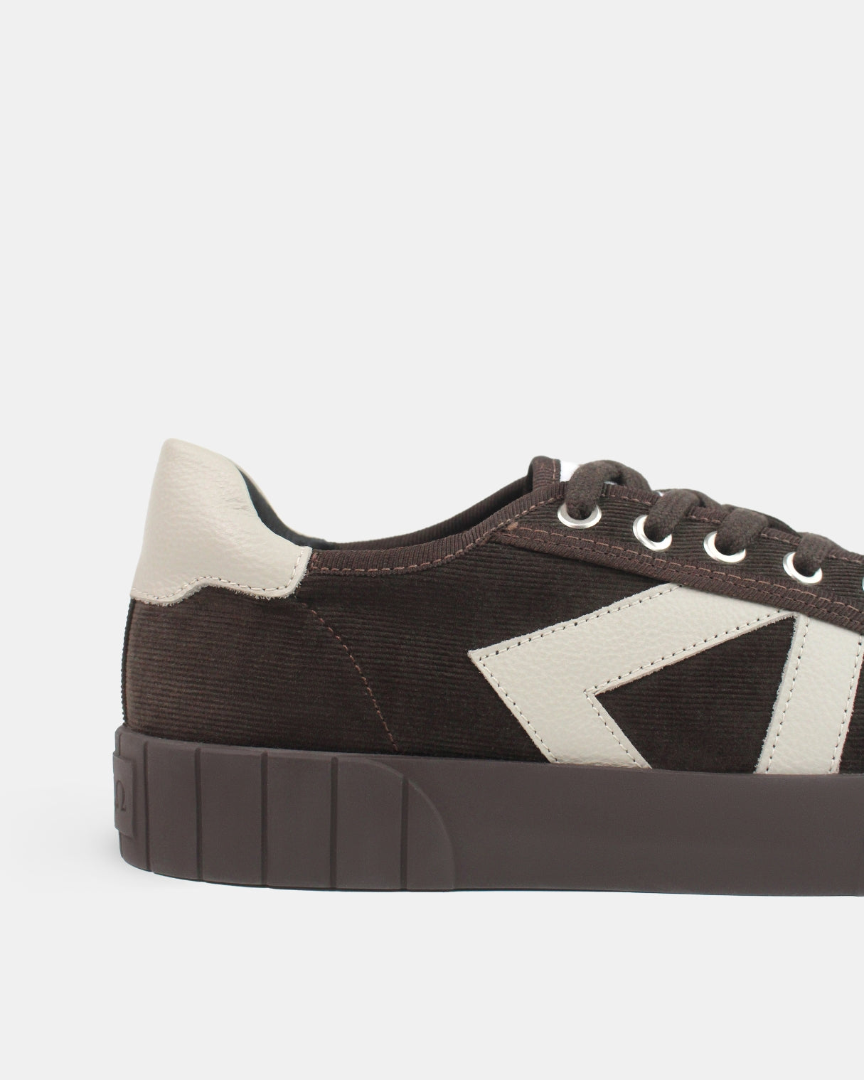 AW25 Limited Edition Helios Low Top Sneakers - Chocolate Corduroy & Stone Pebbled Leather