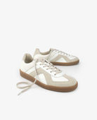 Leto Low Top Sneakers - White Leather & Taupe Suede