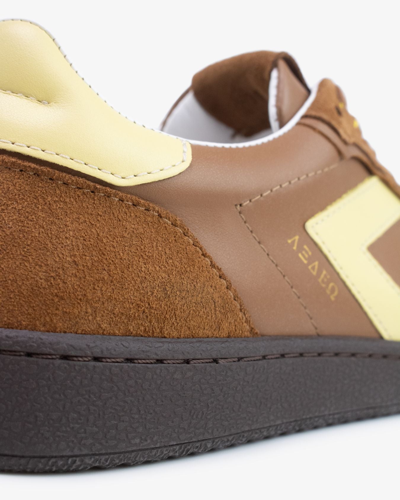 Hera Low Top Sneakers - Tan Brown Leather, Suede & Butter Yellow Leather