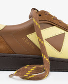 Hera Low Top Sneakers - Tan Brown Leather, Suede & Butter Yellow Leather