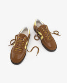 Hera Low Top Sneakers - Tan Brown Leather, Suede & Butter Yellow Leather
