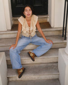 Hera Low Top Sneakers - Tan Brown Leather, Suede & Butter Yellow Leather