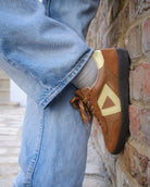 Hera Low Top Sneakers - Tan Brown Leather, Suede & Butter Yellow Leather