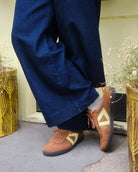 Hera Low Top Sneakers - Tan Brown Leather, Suede & Butter Yellow Leather