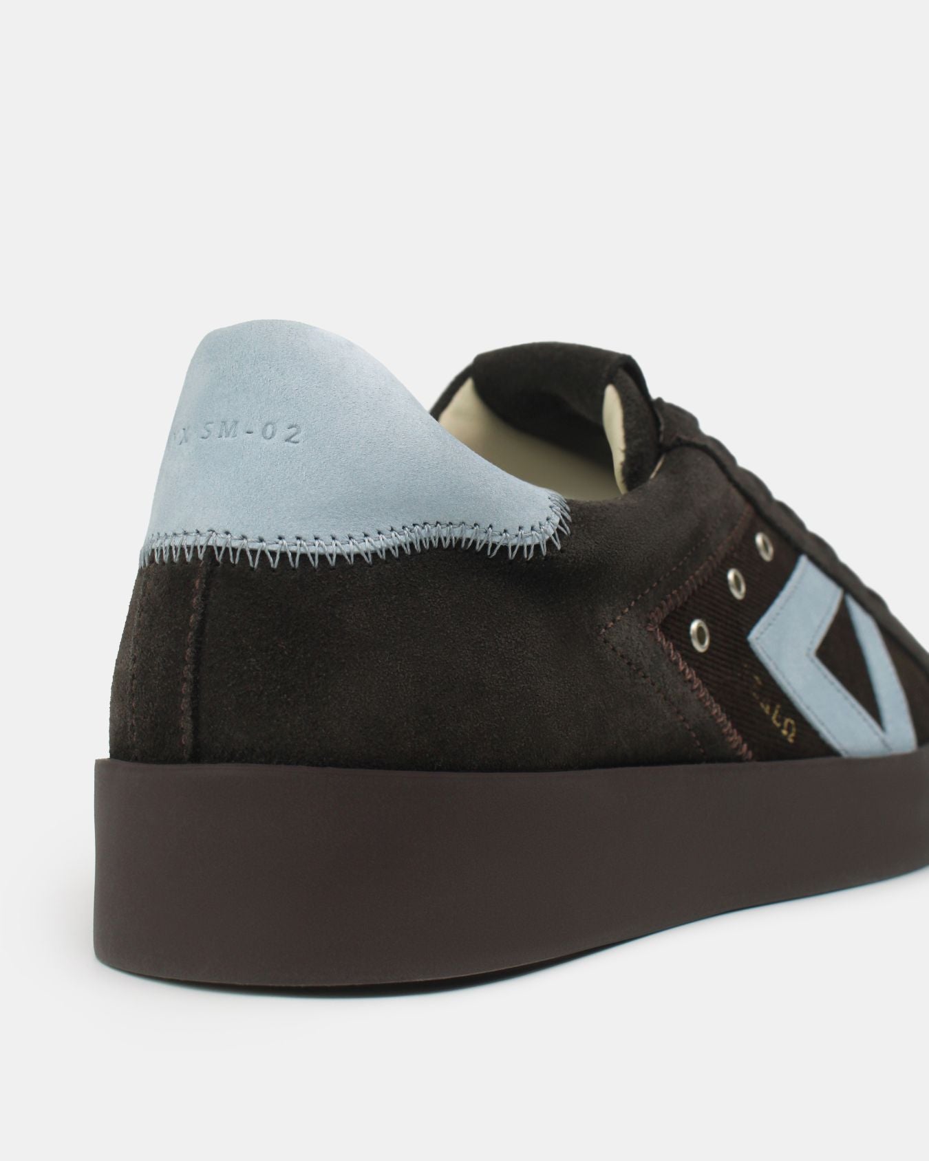 Nyx 02 Low Top Sneakers - Chocolate Brown Suede & Sky Blue Nubuck Leather
