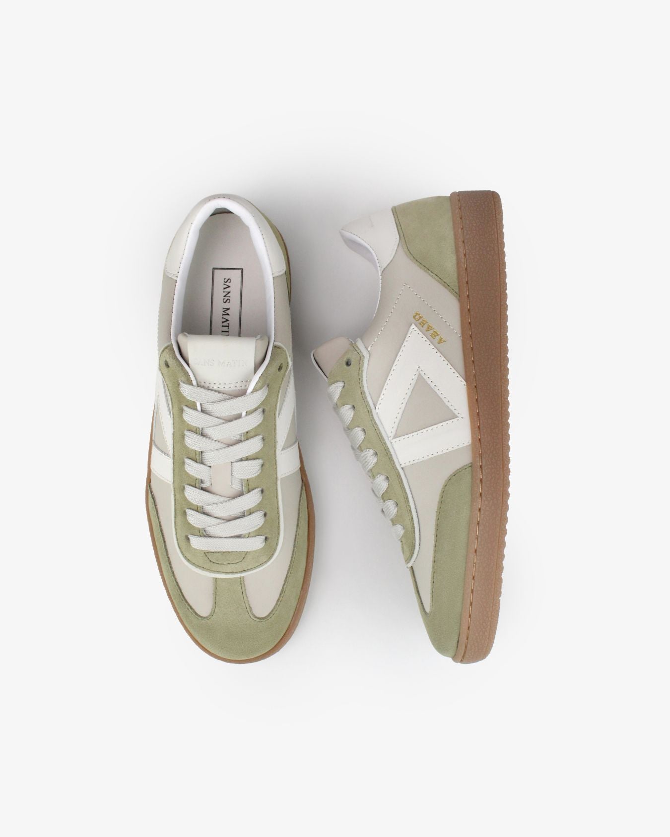 Sans Matin Hera Men's Low Top Sneakers | Taupe Leather, Olive