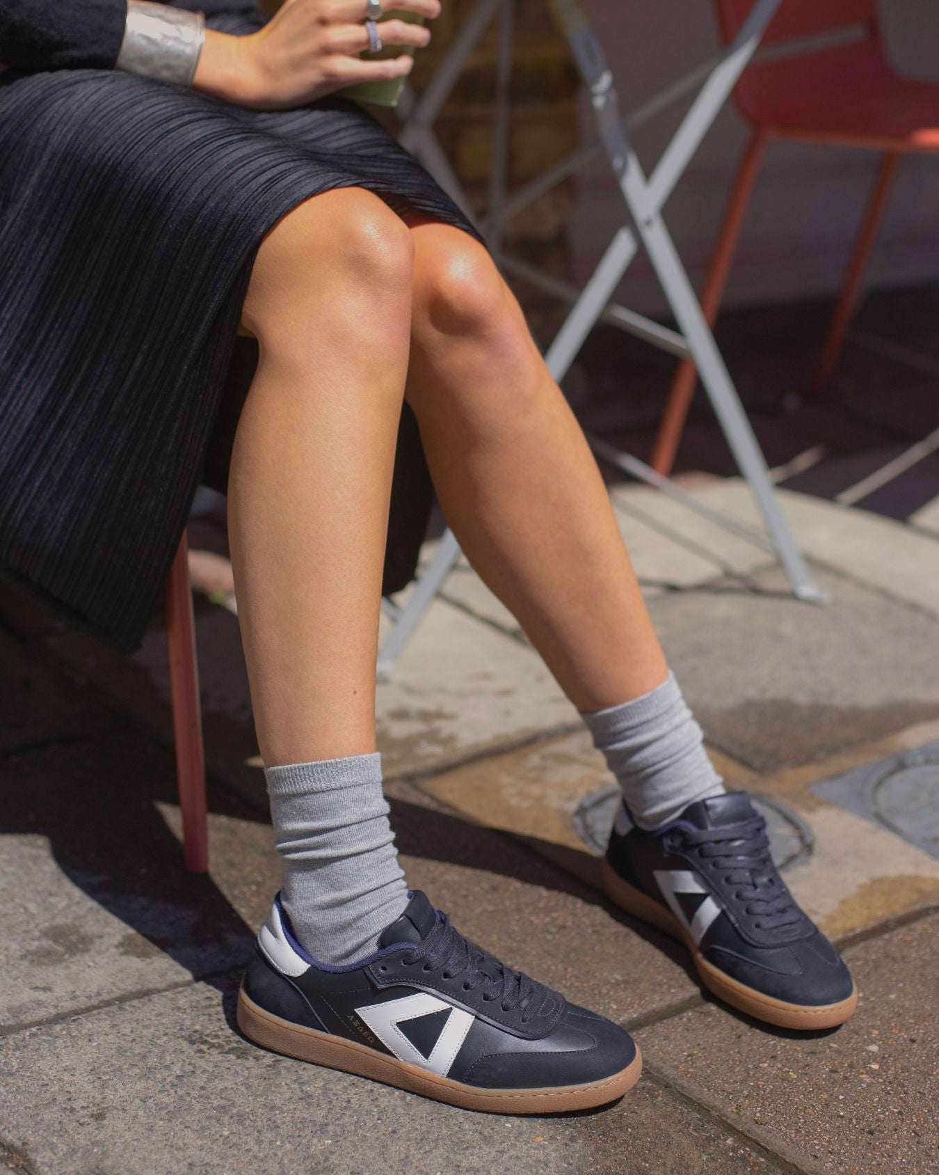 Hera Low Top Sneakers - Midnight Blue Nubuck & Stone Leather