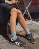 Hera Low Top Sneakers - Midnight Blue Nubuck & Stone Leather