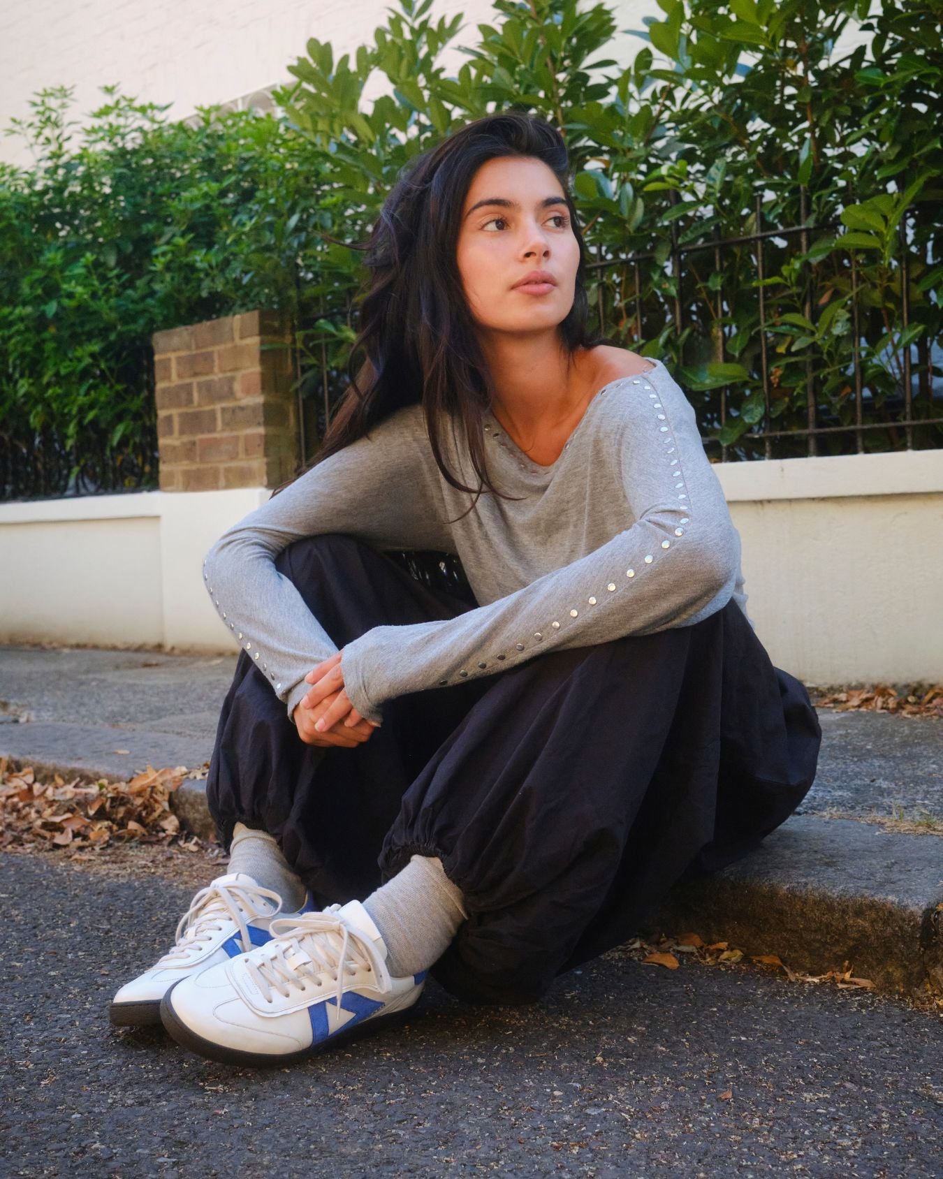 Hera Low Top Sneakers - Patent Stone Leather & Cobalt Blue Suede