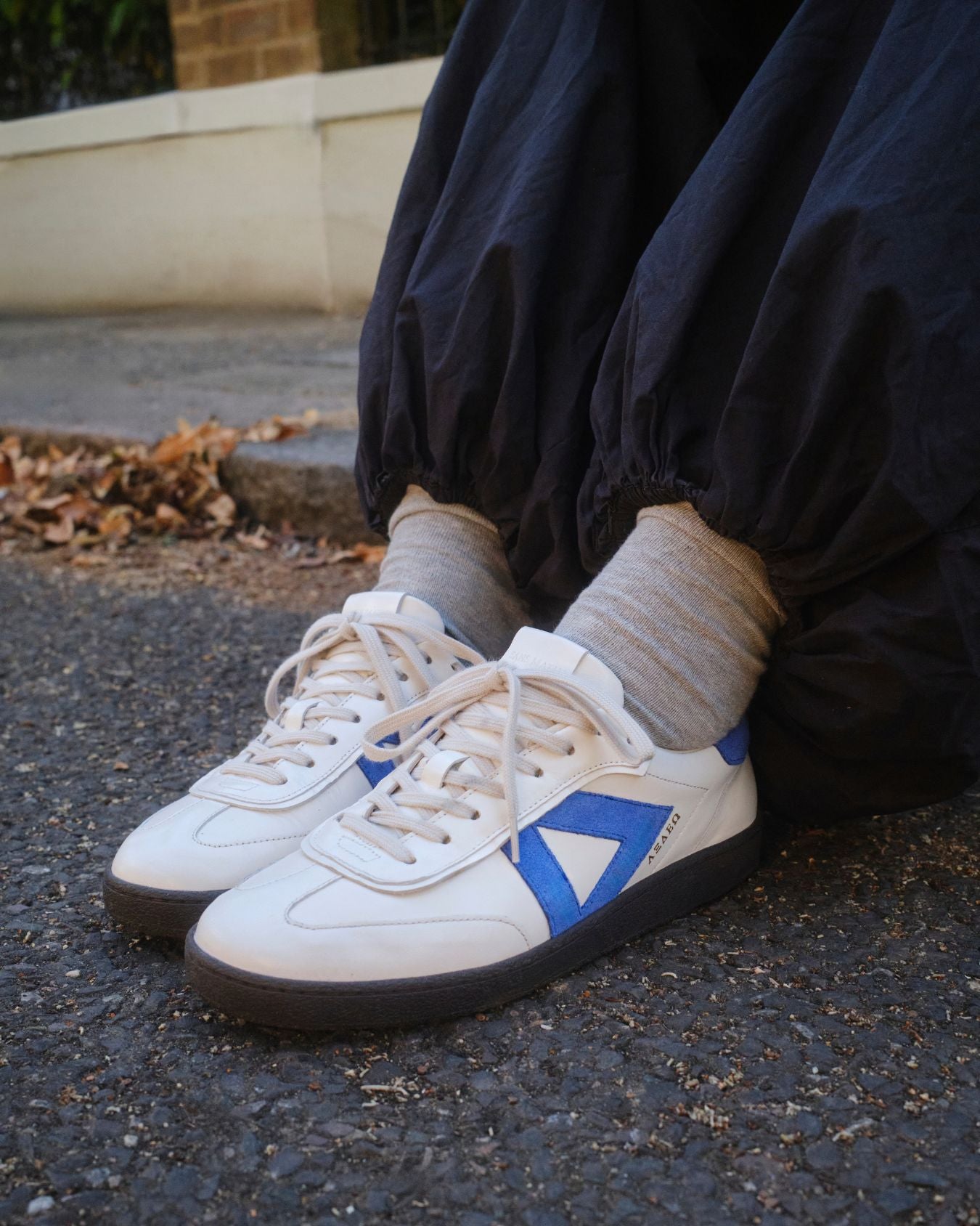 Hera Low Top Sneakers - Patent Stone Leather & Cobalt Blue Suede