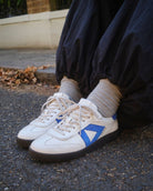 Hera Low Top Sneakers - Patent Stone Leather & Cobalt Blue Suede
