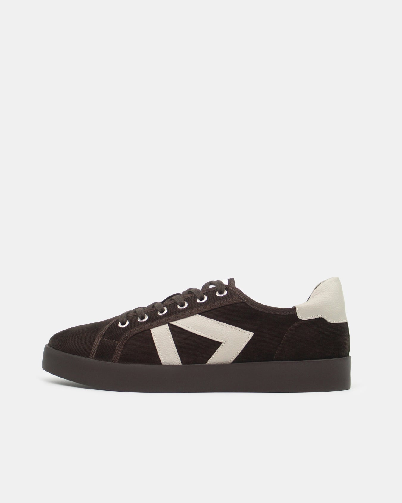 AW25 Limited Edition Helios Low Top Sneakers - Chocolate Corduroy & Stone Pebbled Leather