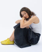 Iris Low Top Sneakers - Lemon Yellow Pebbled Leather