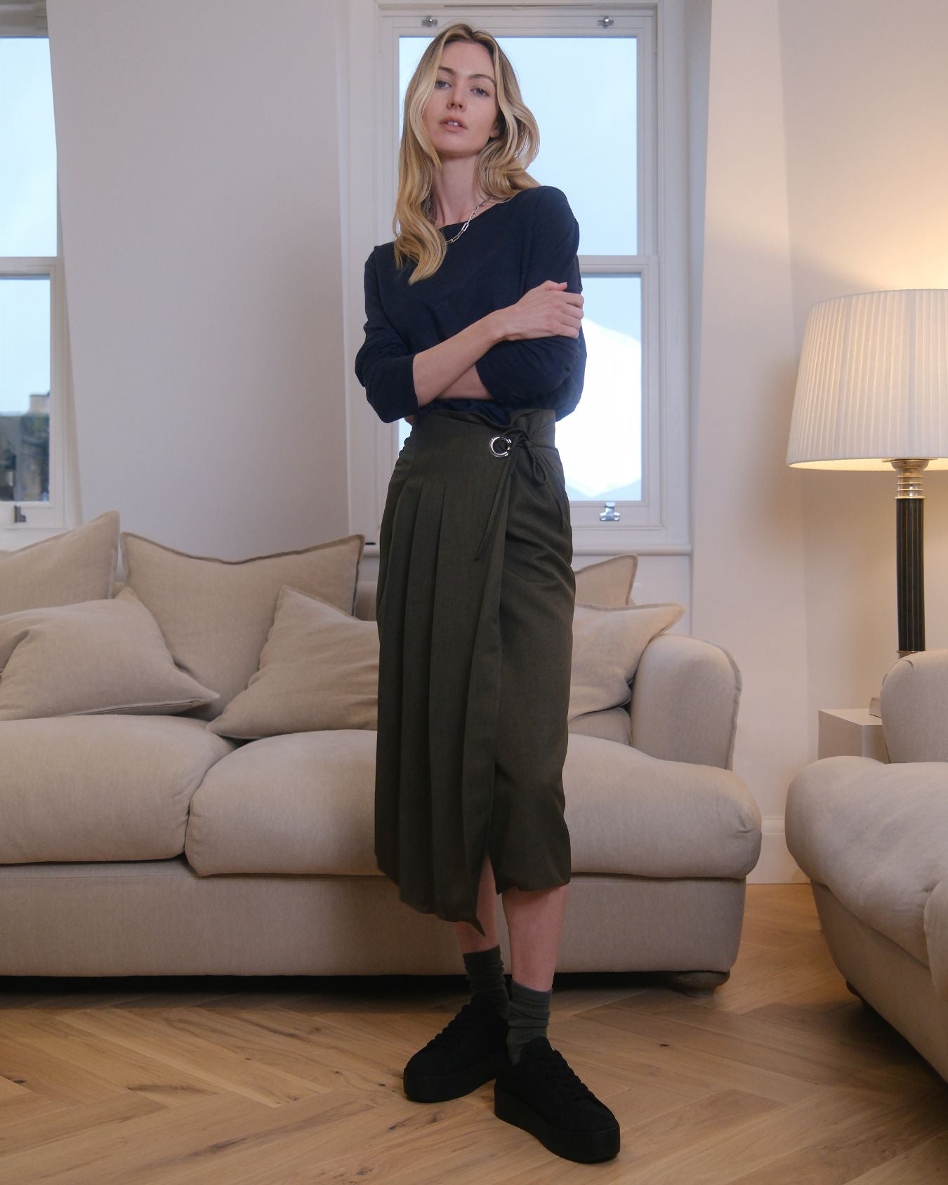 Gaia Platform Sneakers - Black Nubuck Leather