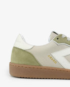 Hera Low Top Sneakers - Taupe Leather, Olive Green Suede & Stone Leather
